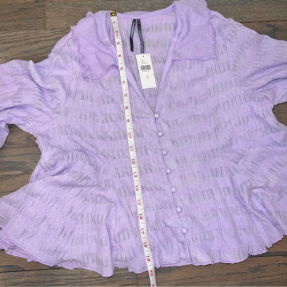 Anthropologie Blouse Long Sleeves Button Down Purple Size Small Coquette NWT - Picture 5 of 9